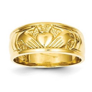 14K Polished Unisex Yellow Gold Claddagh Ring
