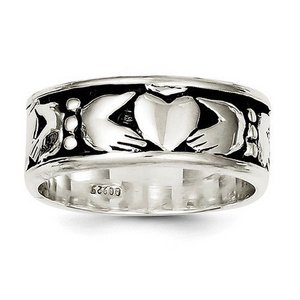 Unisex Sterling Silver Claddagh Design Ring