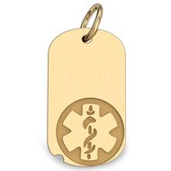 14k Yellow Gold Medical ID Dog Tag Charm or Pendant - MD16