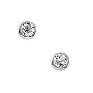 14K Yellow or White Gold Children s Cubic Zirconia Earrings