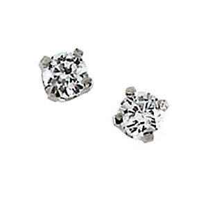 14K Yellow or White Gold Children s Cubic Zirconia Earrings