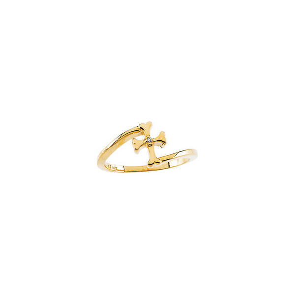 14K Yellow Gold Diamond Children's Cross Ring - 573PG64389