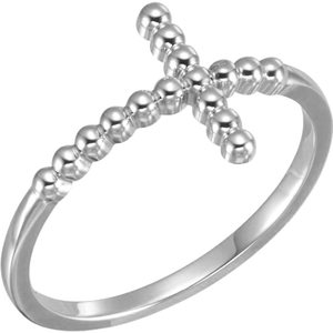 Sideways Beaded Cross Ring