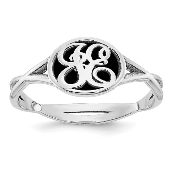 Personalized Vine Script Cut-Out Monogram Signet Ring - PG102707