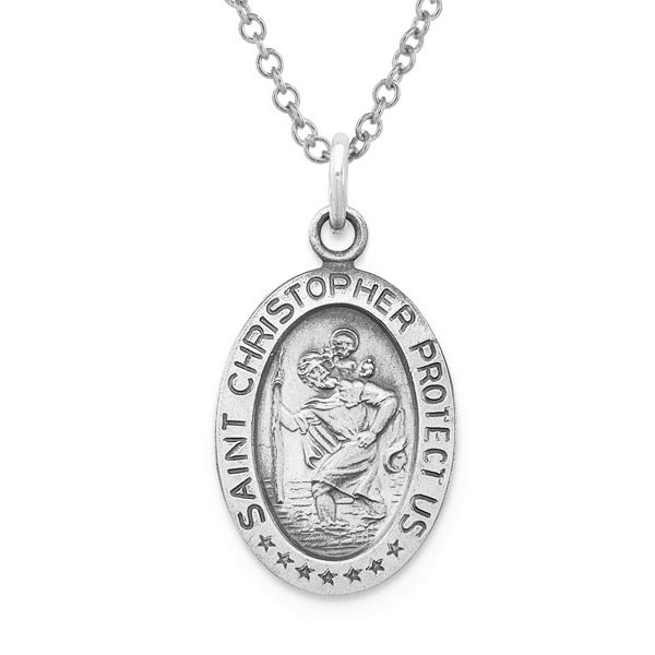 Sterling Silver Antiqued Saint Christopher Medal - PG88952