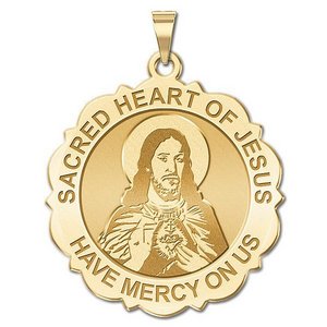 Sacred Heart of Jesus Scalloped Religious Medal  EXCLUSIVE 