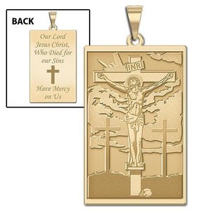 The Crucifixion of Jesus  Doubled Sided Rectangle Religious Medal  EXCLUSIVE 