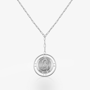 Round Saint Lucy Medal with Open Border Necklace