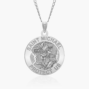 Saint Michael Round Religious Medal   EXCLUSIVE 