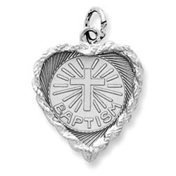 Baptism Heart  with Rope Frame Charm