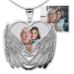 Custom Photo Engraved Angel Wing Charm or Pendant