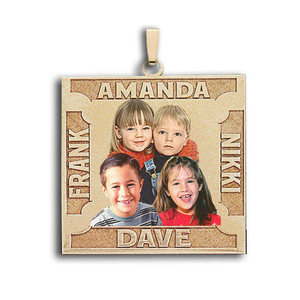 Square Photo Pendant w  4 Names Etched