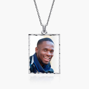 Petite Rectangle w  Diamond Cut Edge Photo Pendant Charm