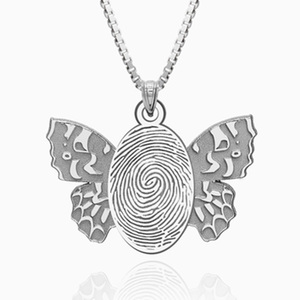 Custom Fingerprint Butterfly Charm or Pendant