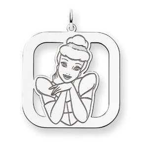 Sterling Silver Cinderella Square Charm