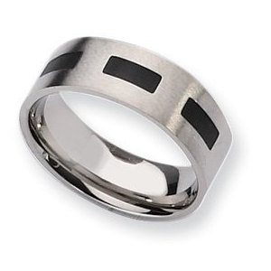 Titanium Black Accent Flat 8mm Brushed Wedding Band