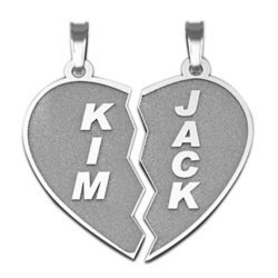 Personalized Broken Heart Pendants or Charms