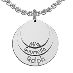 Personalized Round Mother s Three Disc Charm Pendant