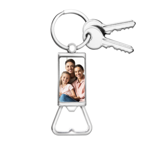 Stainless Steel Photo Keychain With Bottle Opener