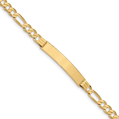 Custom Engraved 14k Gold Women's Figaro Link ID Bracelet - PG94565