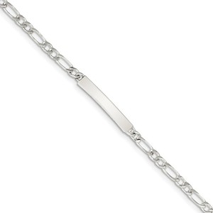 Custom Engraved Sterling Silver Womens Figaro Link ID Bracelet