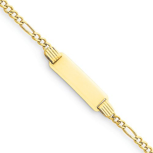 Custom Engraved 14k Gold Children's Figaro Link ID Bracelet - PG79855