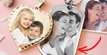 Family Photo Laser Engraved Necklace With Kids Names Picture 