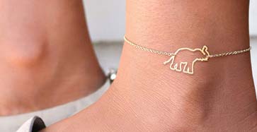 Monogram Bracelet or Anklet With Double Chain (Order Any Initials) - 10K,  14K, 18K Solid Gold or Sterling Silver w/Yellow, Rose, White Gold