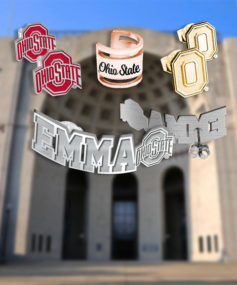 Ohio State Charms | Ohio State Brutus Buckeye with Red Block O and Buckeye  Leaf Charm | Officially Licensed Ohio State Jewelry | OSU Charms | Ohio