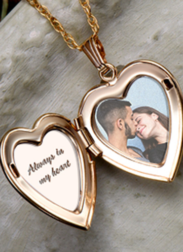 14K Gold Filled Floral Heart Photo Locket with Diamond